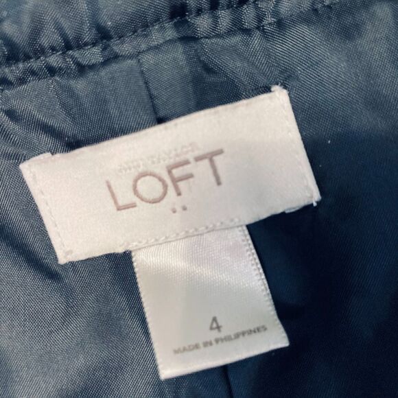 LOFT Lined Wool Blend Skirt Size 4 Black Red Tweed Dark Academia Classic Preppy - Picture 4 of 10